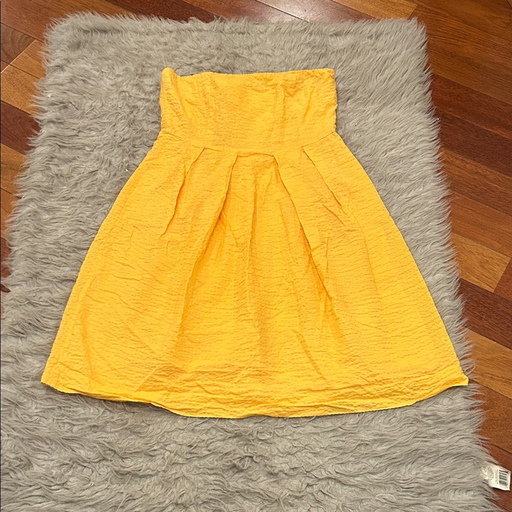 Jcrew‎ Orange Strapless Cotton Womens Fit And Flare Dress